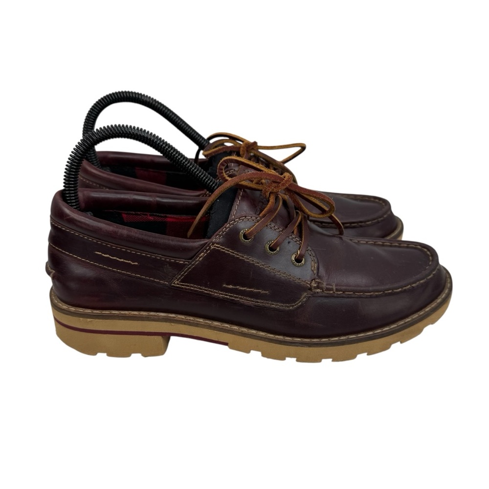 SPERRY Top-Sider 3-eye Dark Brown Leather Lug Moc Toe Boat Shoes Women’s Sz 8
